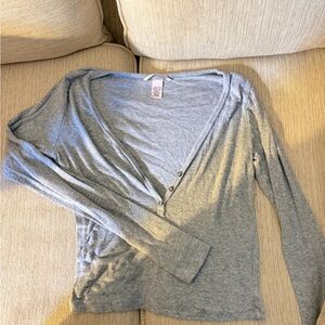 Victoria Secret Grey V-Neck Buttoned Women's Top